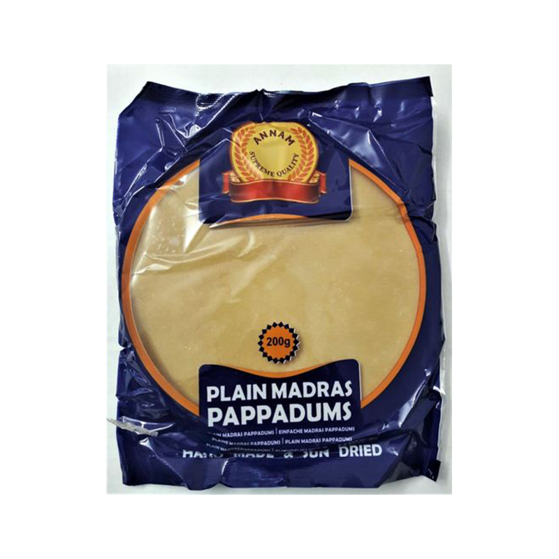 Annam Plain Madras Papad - Plain Madras Pappadom - 100g - salpers.ch