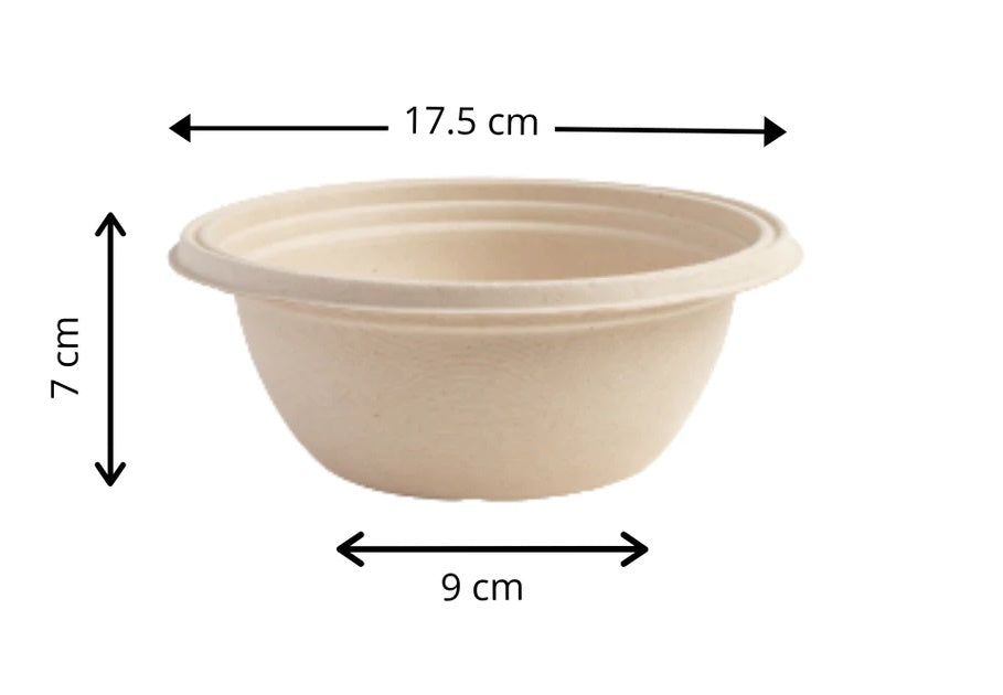 Leakproof Bagasse Round Bowl 750ml With Bagasse Lid - 100 Pcs - salpers.ch
