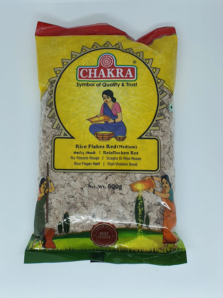 Chakra Red Rice Flake White - Poha / Pawa (Medium)- 500g - salpers.ch