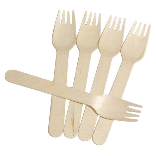 Biodegradable Disposable Wooden Cutlery – Forks - 16cm - 100Pcs - salpers.ch