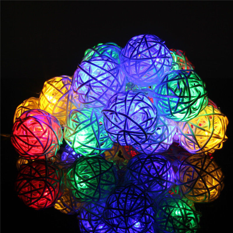 Battery Operated Ratten Ball LED Decoration Light - Multi-color - salpers.ch